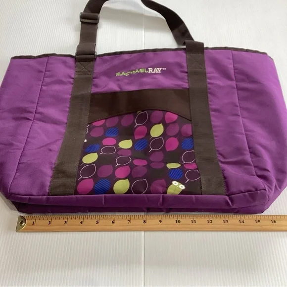 Rachael Ray Purple Tote Bag 15x14x6" Adjustable Handles - Picture 3 of 11